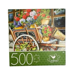 Cardinal Peddlin' Posies 500 Piece Jigsaw Puzzle *COMPLETE* Garden Flowers
